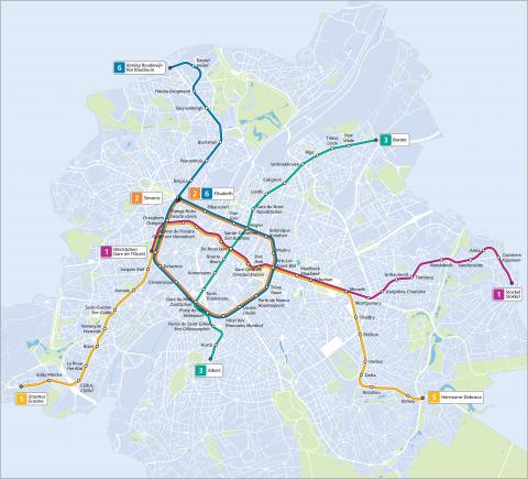 Metroplan met de nieuwe lijn 3.